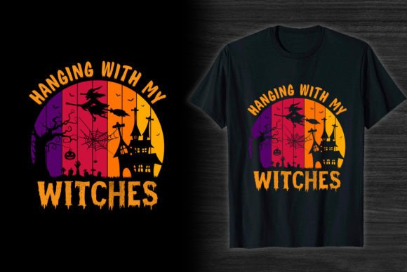 Halloween T-Shirt Design Hanging Witches