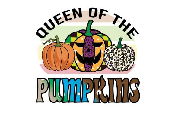 Queen of the Pumpkins Sublimation Design for T-Shirt Graphics